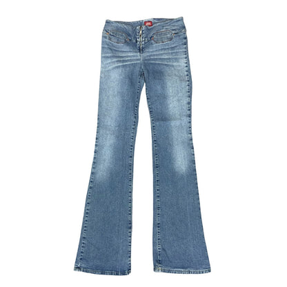 Y2K 'Miss Sixty' Blue Faded Light Wash Low-Rise Flared Denim Jeans W26" L31.5"