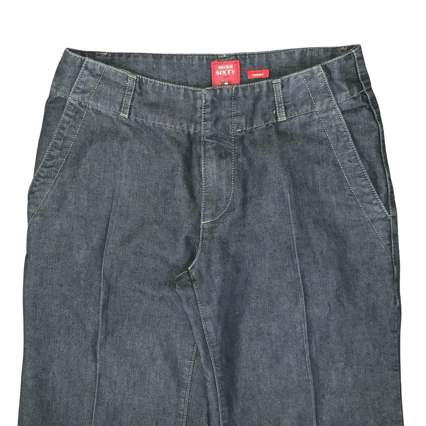 VGC Y2K 'Miss Sixty' Black Wide Leg Hinda Flare Low-Rise Casual Jeans W27" L33"