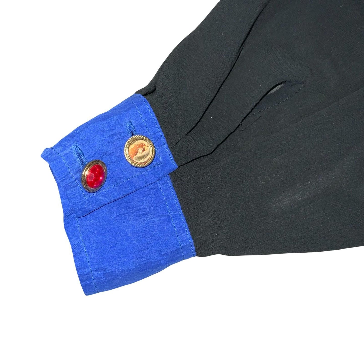 Vtg 80s 90s 'Betty Barclay' Black Colourful Embroidered 'Vogue' Blouse UK 16