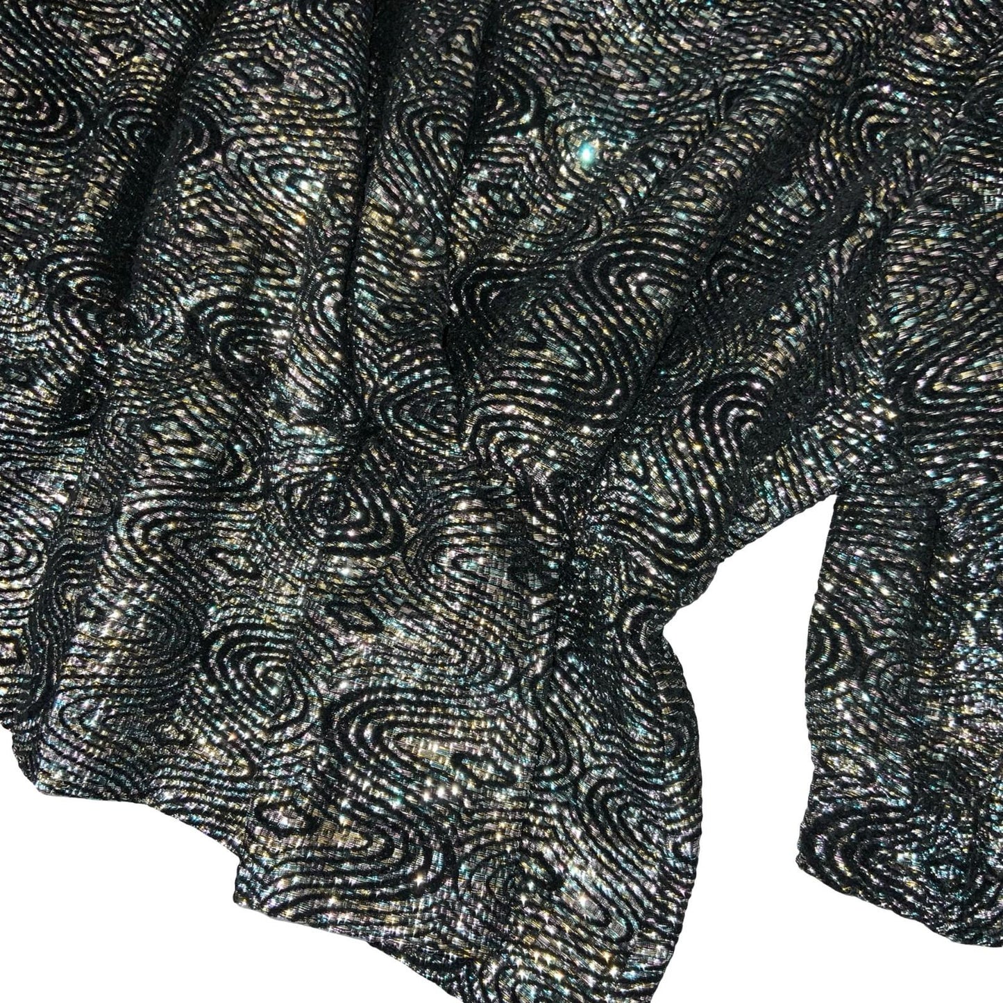 80s 'Hermann Lange Collection' Black Silver Glitter Lurex Peplum Blouse UK 14