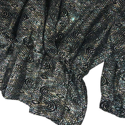 80s 'Hermann Lange Collection' Black Silver Glitter Lurex Peplum Blouse UK 14