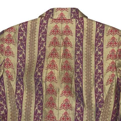 Vtg 'Laura Ashley' Gold Red Royal Pattern Tapestry Tailored Long Coat UK 8/10