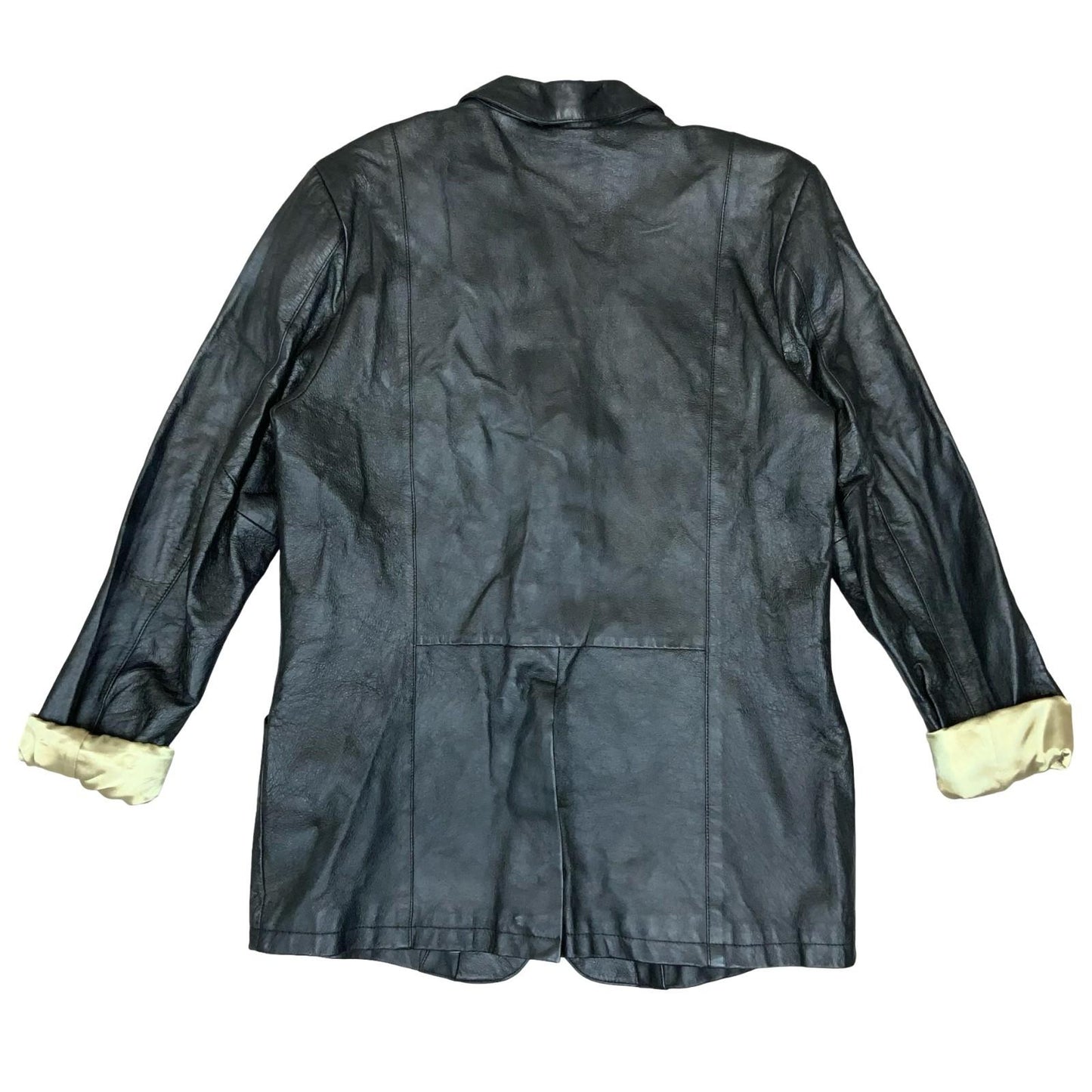 Y2K 'Diesel' Black Gold Fashion Genuine Soft Leather Blazer Jacket M/L UK 14/16
