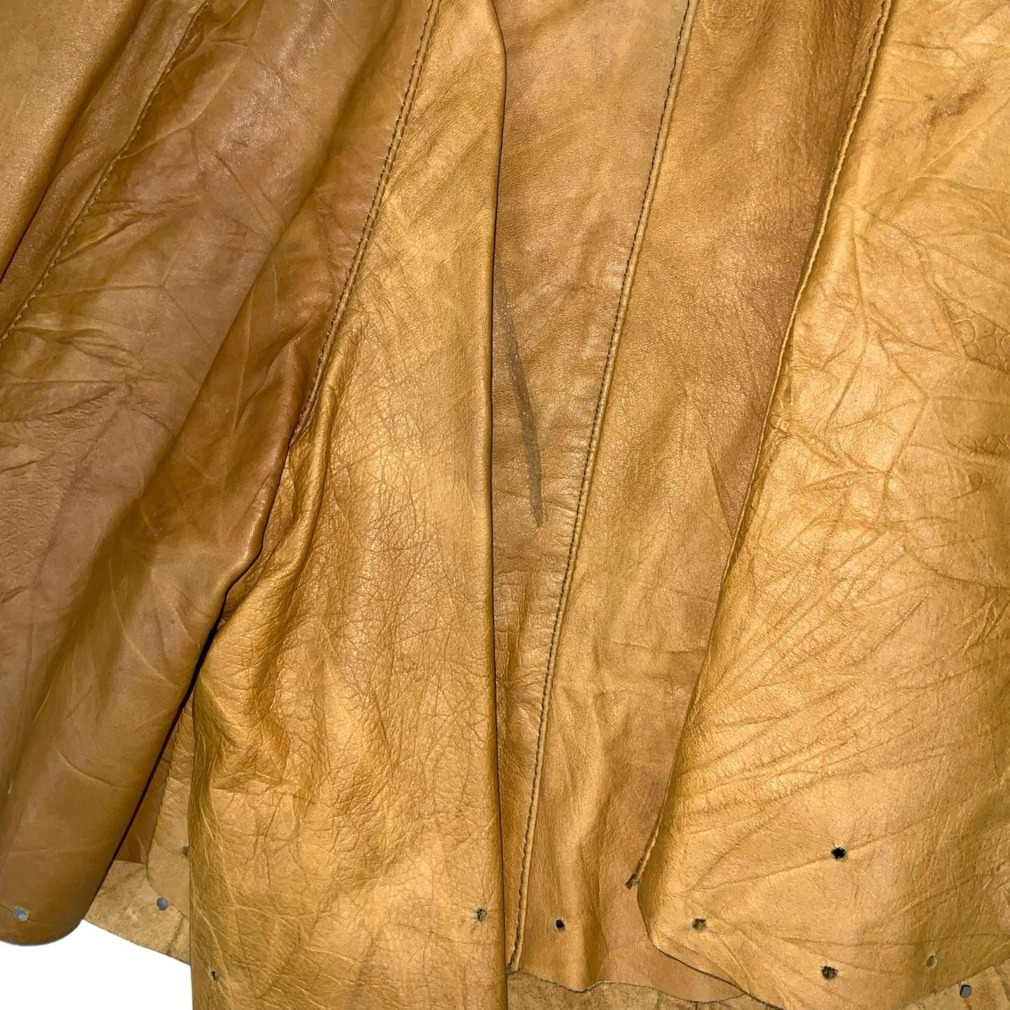 Vtg 80s 90s Tan Yellow Leather Western High-Waist Floaty Shorts UK 8