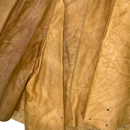 Vtg 80s 90s Tan Yellow Leather Western High-Waist Floaty Shorts UK 8