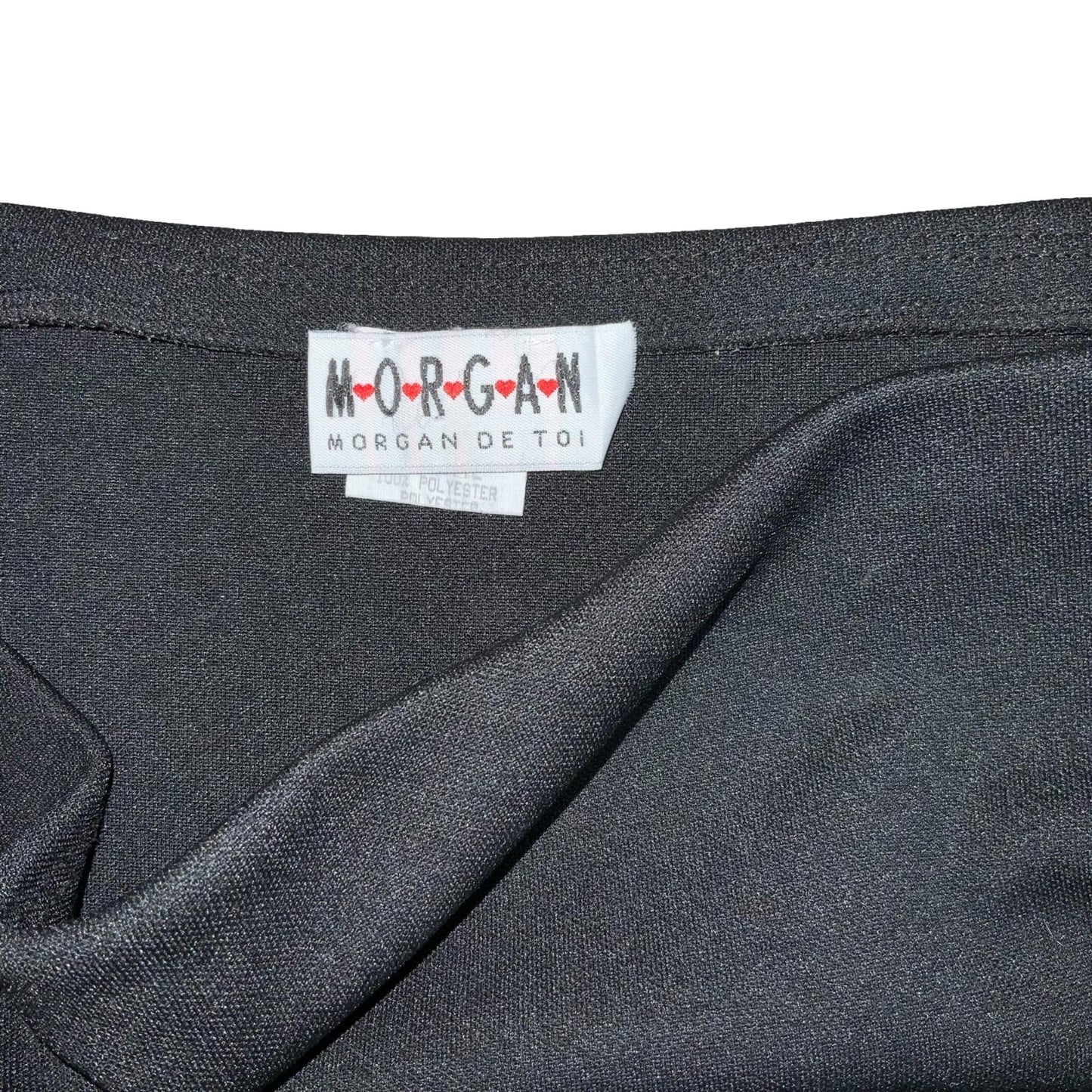 Vtg 90s 'Morgan de Toi' Black Asymmetric Elastic Lace Up Sporty Mini Skirt UK 10