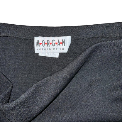 Vtg 90s 'Morgan de Toi' Black Asymmetric Elastic Lace Up Sporty Mini Skirt UK 10