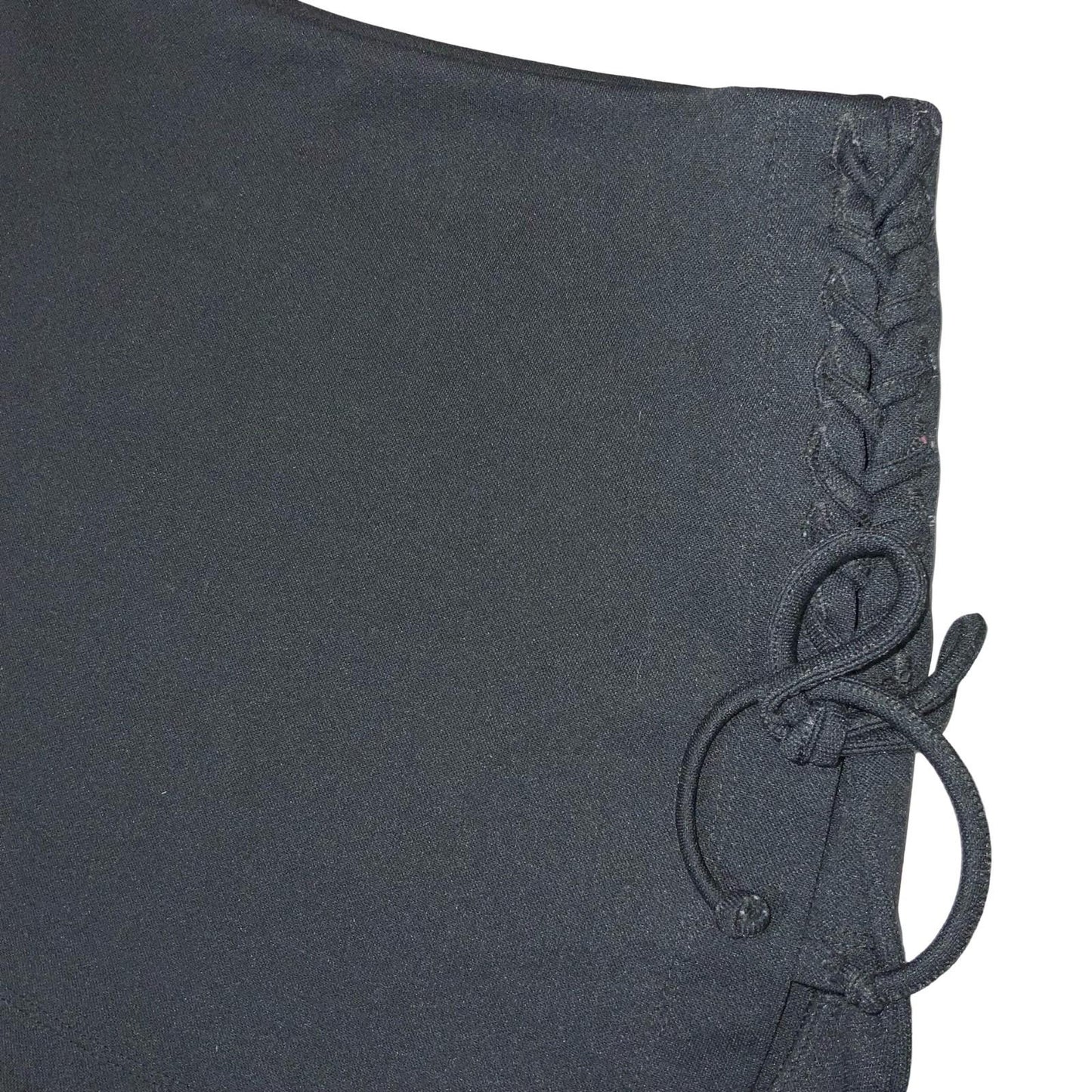 Vtg 90s 'Morgan de Toi' Black Asymmetric Elastic Lace Up Sporty Mini Skirt UK 10