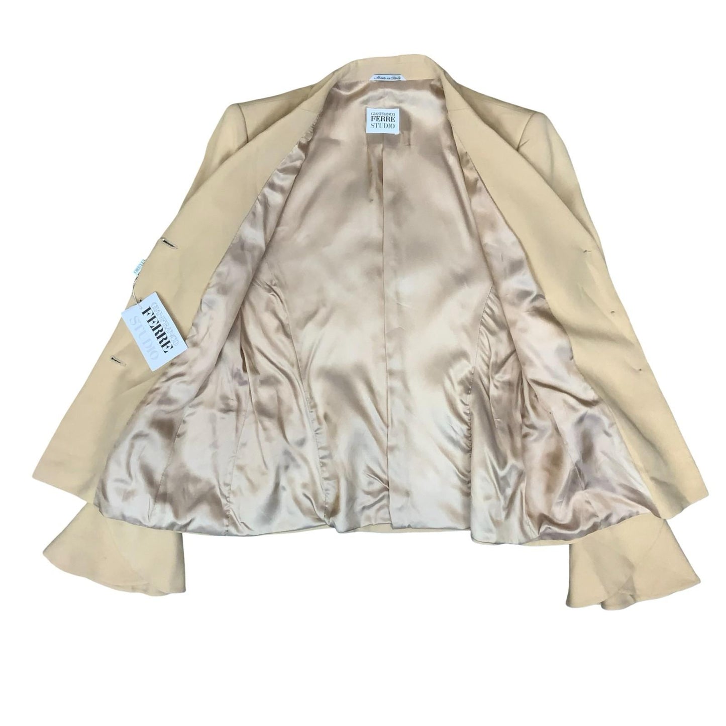 Vtg 90s DEADSTOCK 'Gianfranco Ferre' Studio Cream Flare Sleeve Blazer UK 10