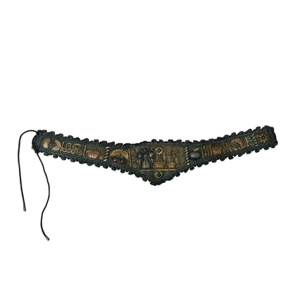 Women's Traditional Bavarian Woven Embroidered Leather Waist Belt M UK 12/14