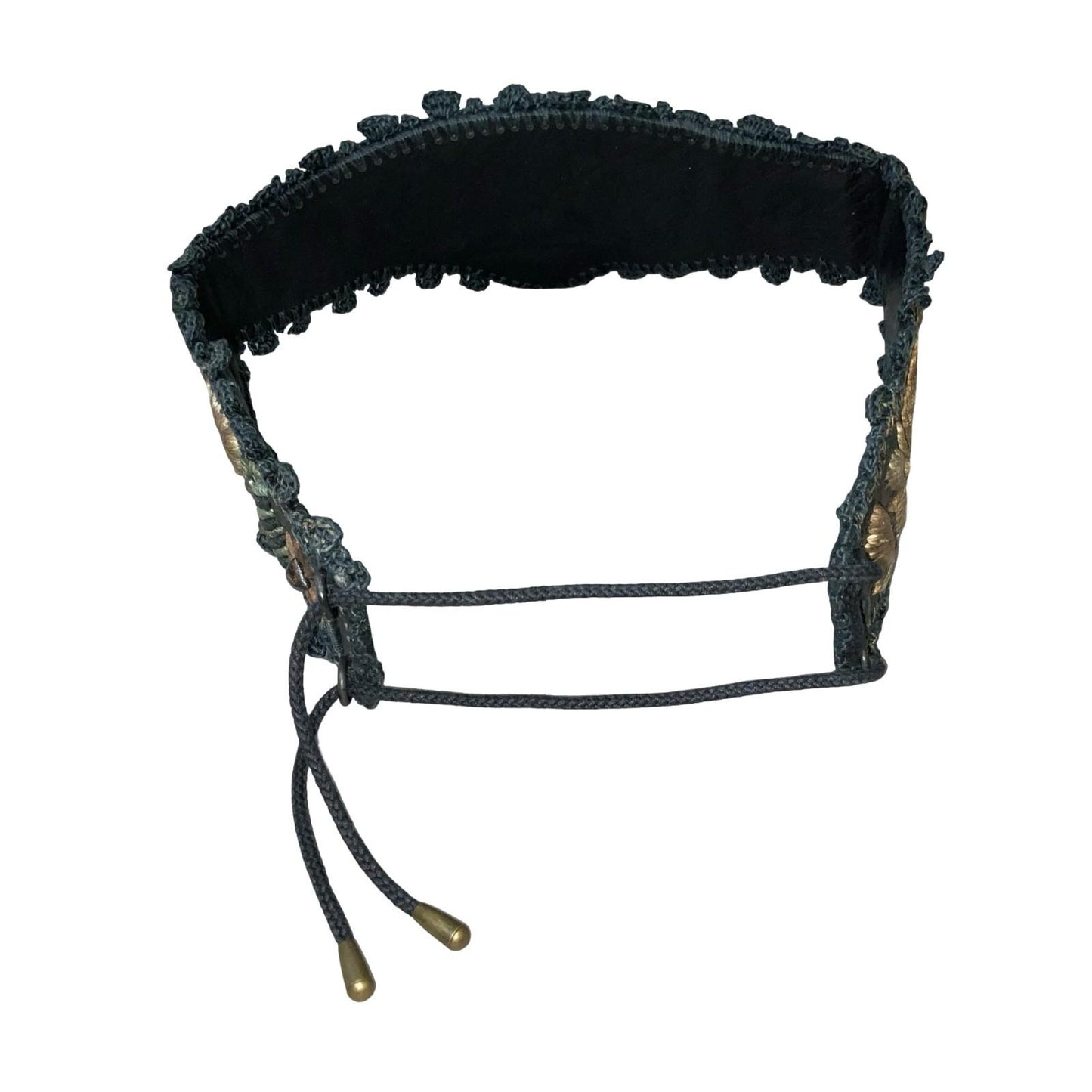 Women's Traditional Bavarian Woven Embroidered Leather Waist Belt M UK 12/14