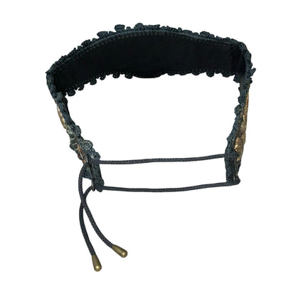 Women's Traditional Bavarian Woven Embroidered Leather Waist Belt M UK 12/14