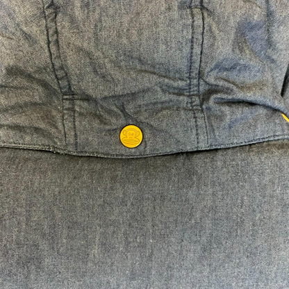 90s Y2K Paul Frank Blue Denim Colourful Monkey Puffer Gilet Body Warmer UK 10