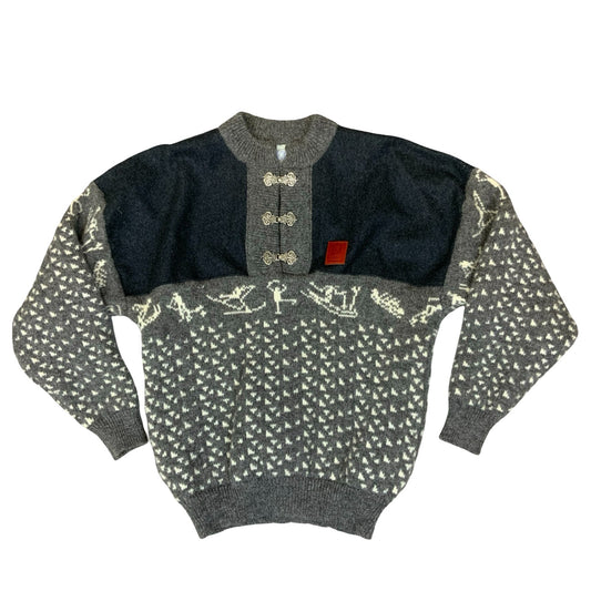 1994 Dale of Norway Lilleihammer Winter Olympic Grey Wool Knit Sweater Jumper S