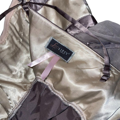 Y2K Lipsy London Grey Cream Floral Party Evening Babydoll Dress XS UK 6