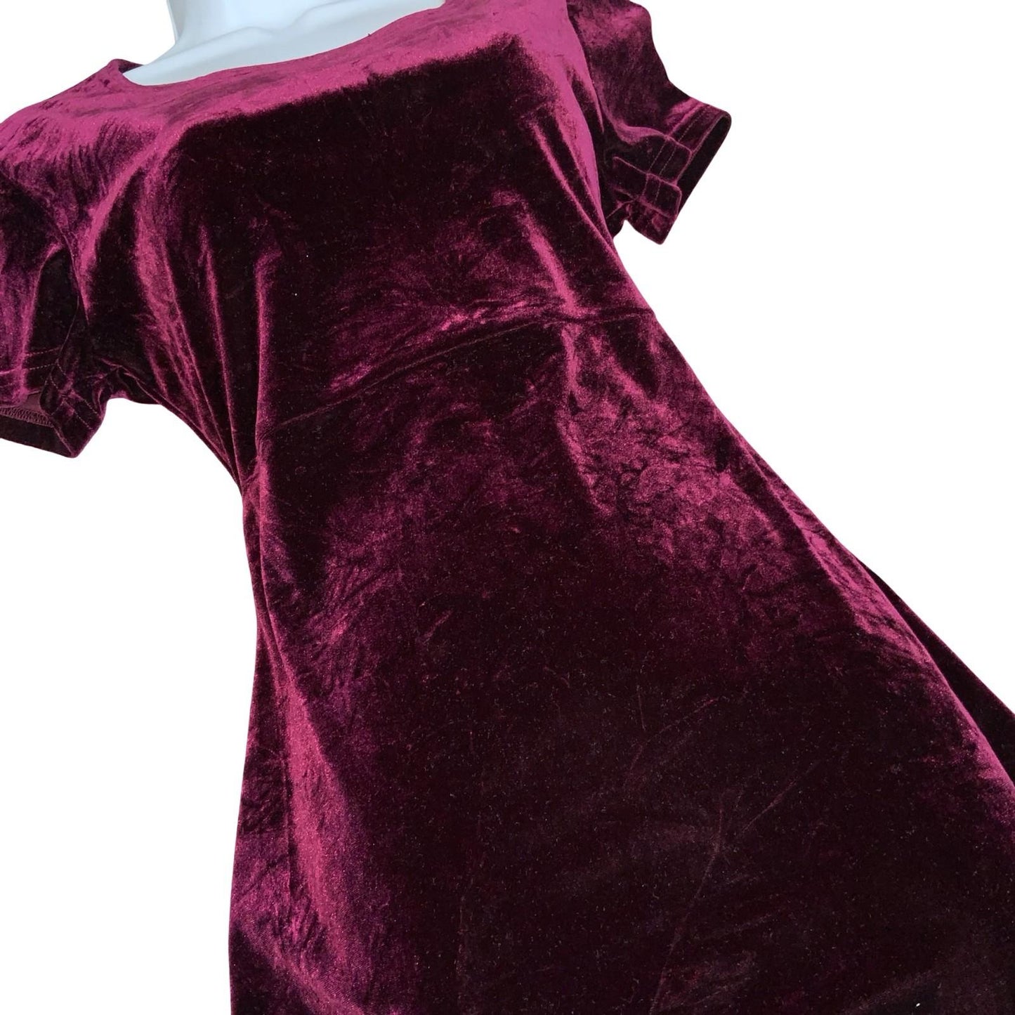 Vtg 90s Kathie Lee Collection Burgundy Red Velvet Party Xmas Skater Dress UK 10