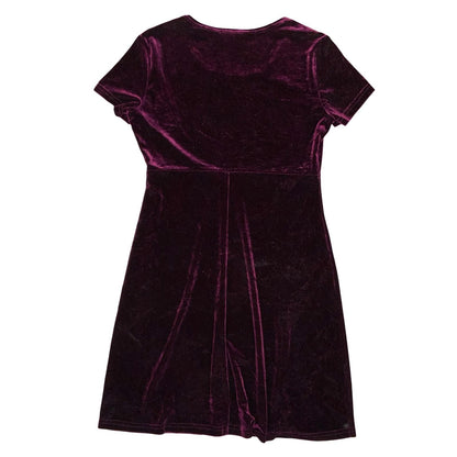 Vtg 90s Kathie Lee Collection Burgundy Red Velvet Party Xmas Skater Dress UK 10