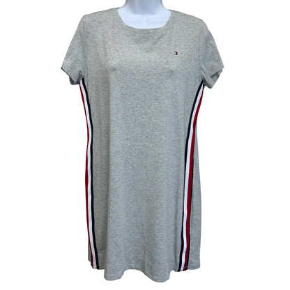 Vtg 90s Y2K Tommy Hilfiger Grey Sports Logo T-Shirt Dress M UK 12/14