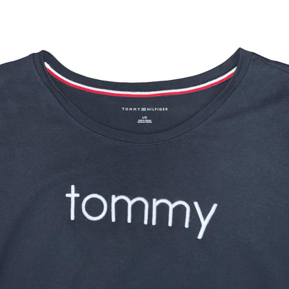 Vtg 90s Y2K Tommy Hilfiger Black TOMMY Spell-Out T-Shirt Dress M UK 12/14