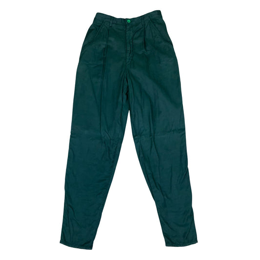 Vtg 90s Fiorucci Green Tapered Chino Italian Casual High-Waist Trouser W24" UK 8