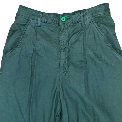 Vtg 90s Fiorucci Green Tapered Chino Italian Casual High-Waist Trouser W24" UK 8