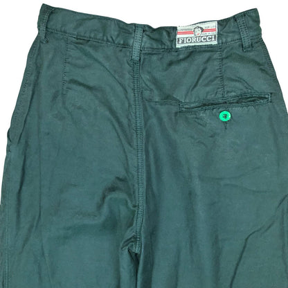 Vtg 90s Fiorucci Green Tapered Chino Italian Casual High-Waist Trouser W24" UK 8