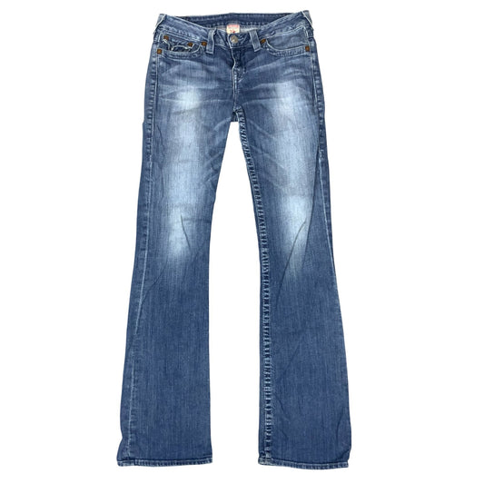 Vtg 'True Religion' Blue Faded Bootcut Low Rise Denim Jeans W30" L33" UK 10