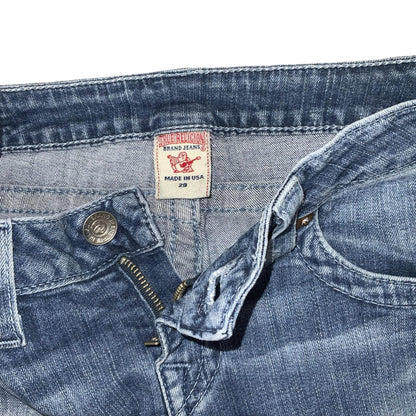 Vtg 'True Religion' Blue Faded Bootcut Low Rise Denim Jeans W30" L33" UK 10