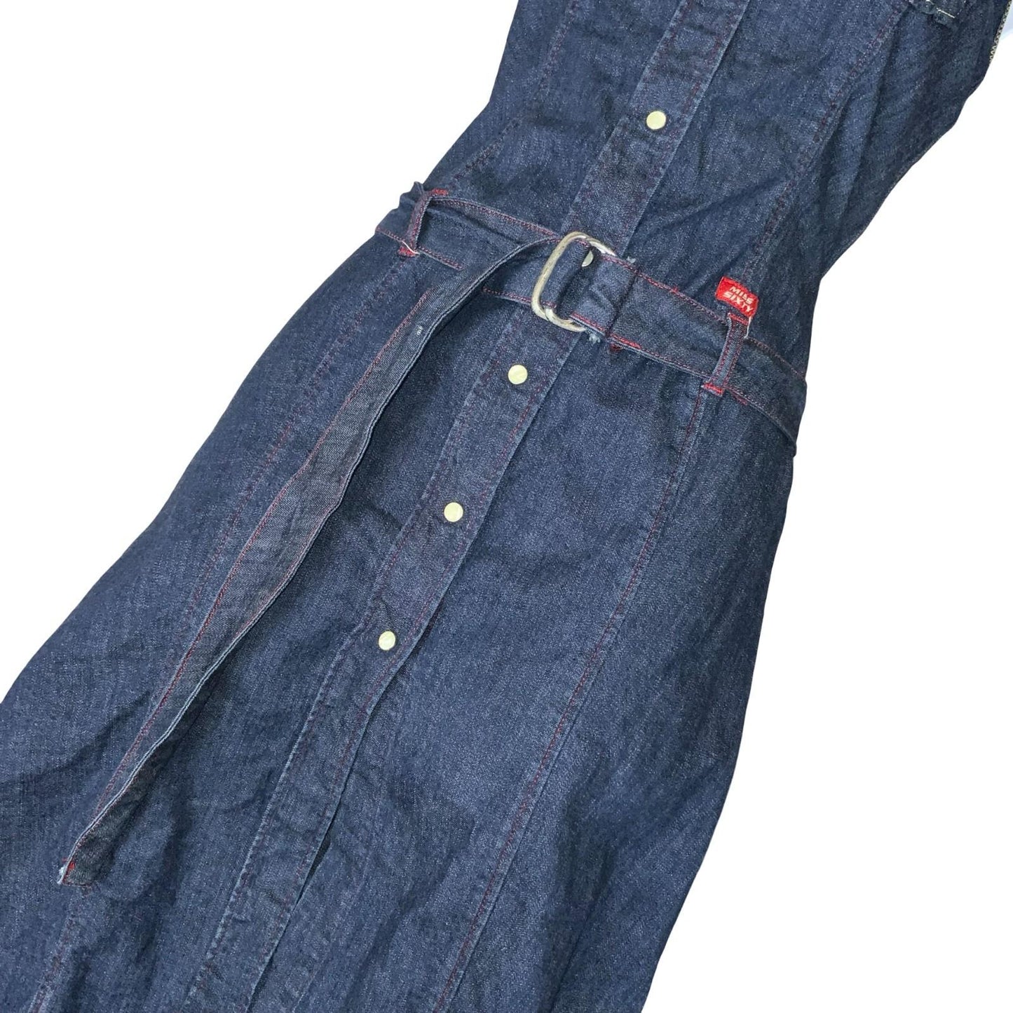 Vtg 90s Y2K 'Miss Sixty' Urban-Renewal Dark Blue Denim Belted Dress XS UK 4/6