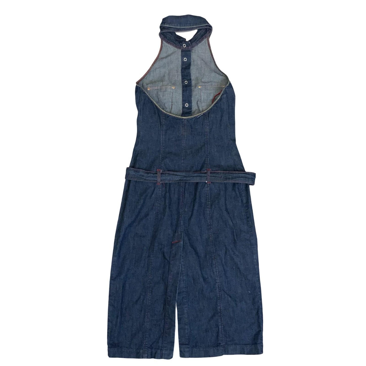 Vtg 90s Y2K 'Miss Sixty' Urban-Renewal Dark Blue Denim Belted Dress XS UK 4/6