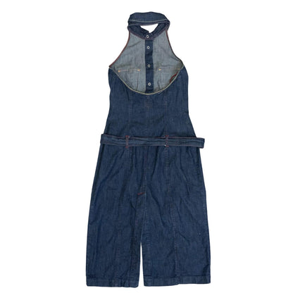 Vtg 90s Y2K 'Miss Sixty' Urban-Renewal Dark Blue Denim Belted Dress XS UK 4/6