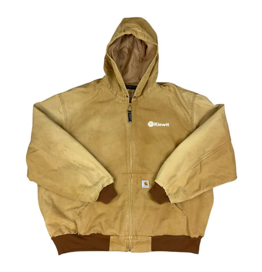 Vtg USA Carhartt Faded Heavy Duck Canvas Workwear Sportex Hooded Jacket UK 4XL