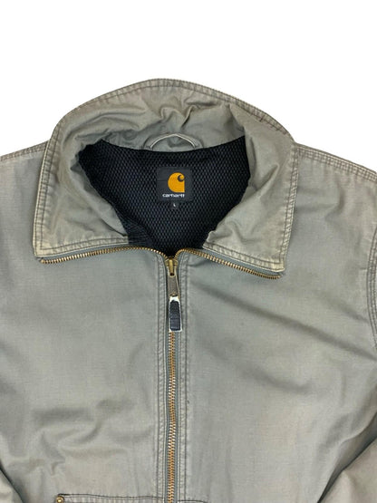 Vtg Carhartt Green Rebel zip up Cotton bomber Jacket Lined Riveted Distressed L