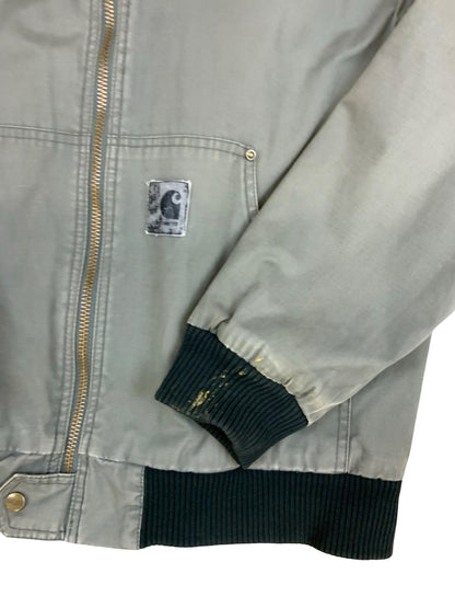 Vtg Carhartt Green Rebel zip up Cotton bomber Jacket Lined Riveted Distressed L