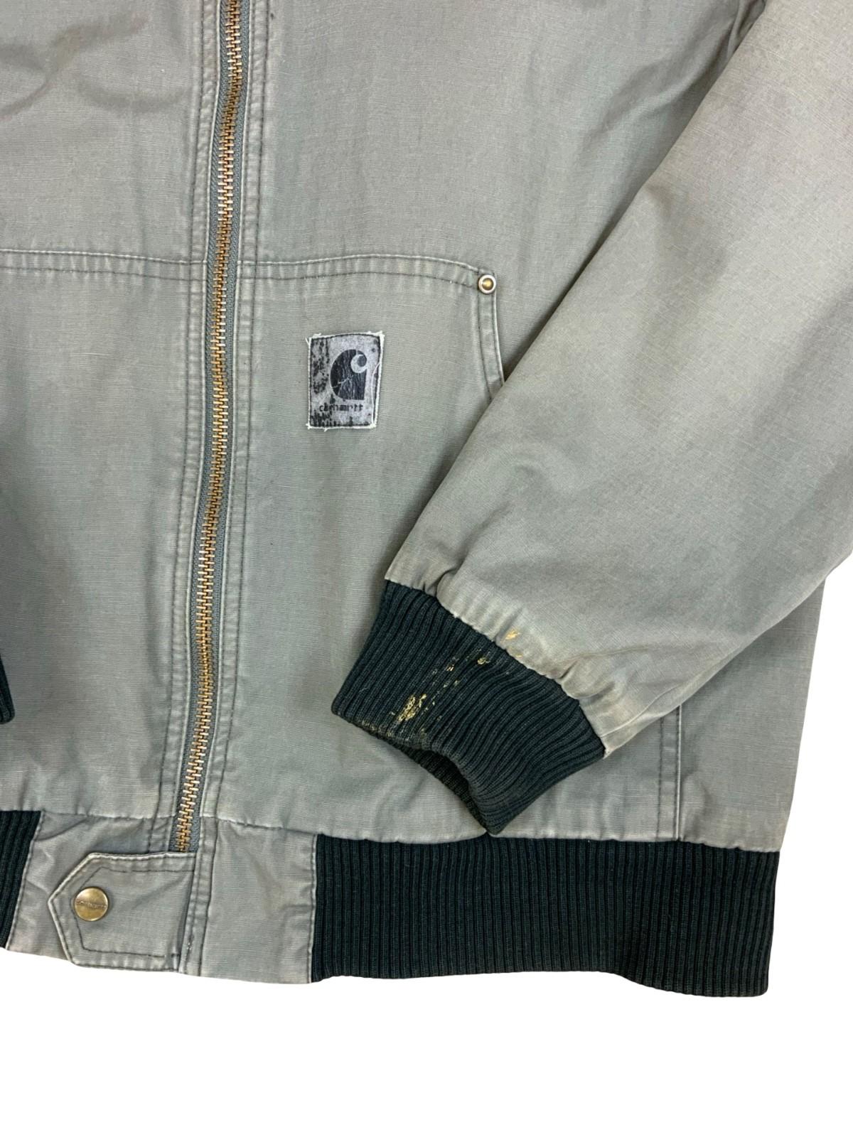 Vtg Carhartt Green Rebel zip up Cotton bomber Jacket Lined Riveted Distressed L