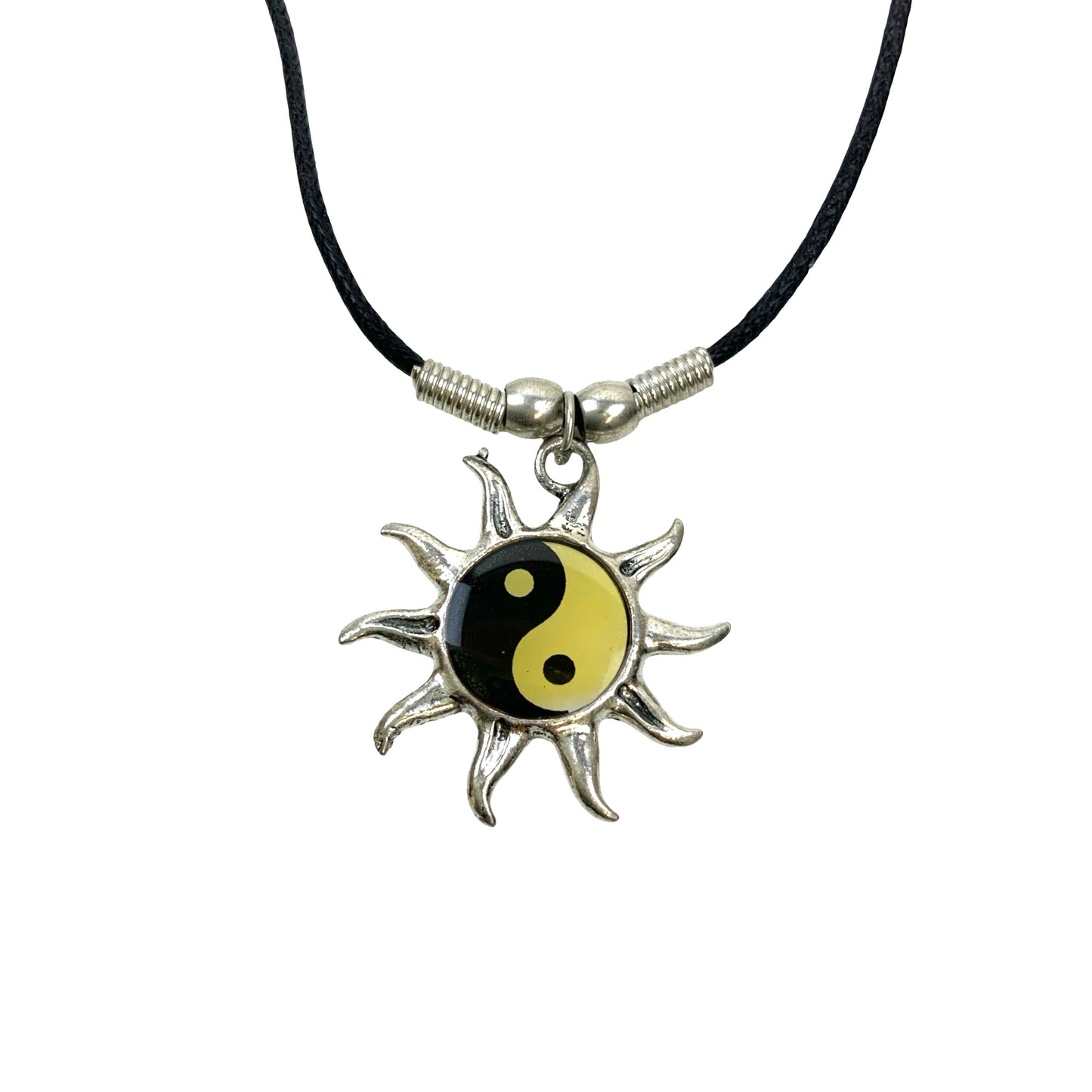 Vintage Deadstock 90s Y2K  Silver Yin Yang Sun Thong Necklace