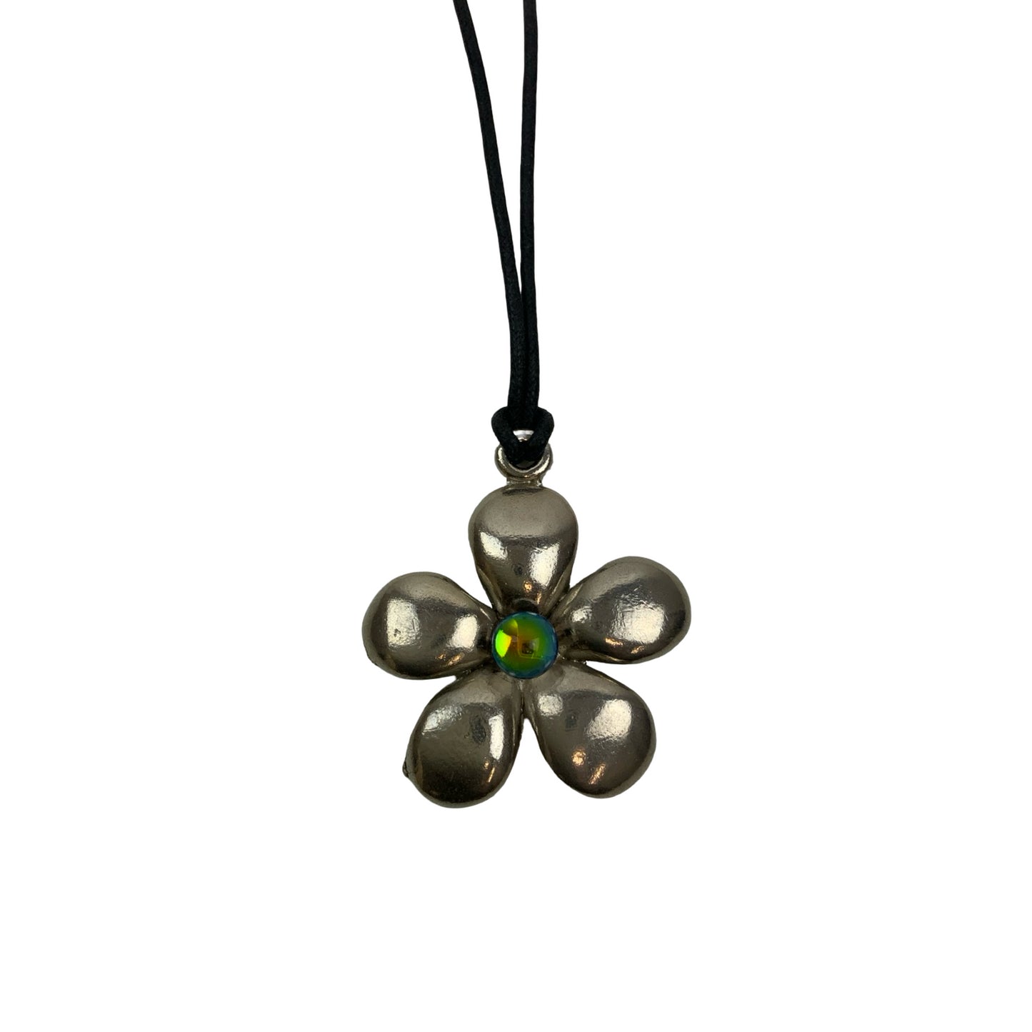 Vintage Dead-stock 90s Y2K Metal Flower Hippy Gem Stone Thong Necklace