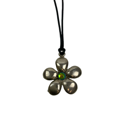 Vintage Dead-stock 90s Y2K Metal Flower Hippy Gem Stone Thong Necklace
