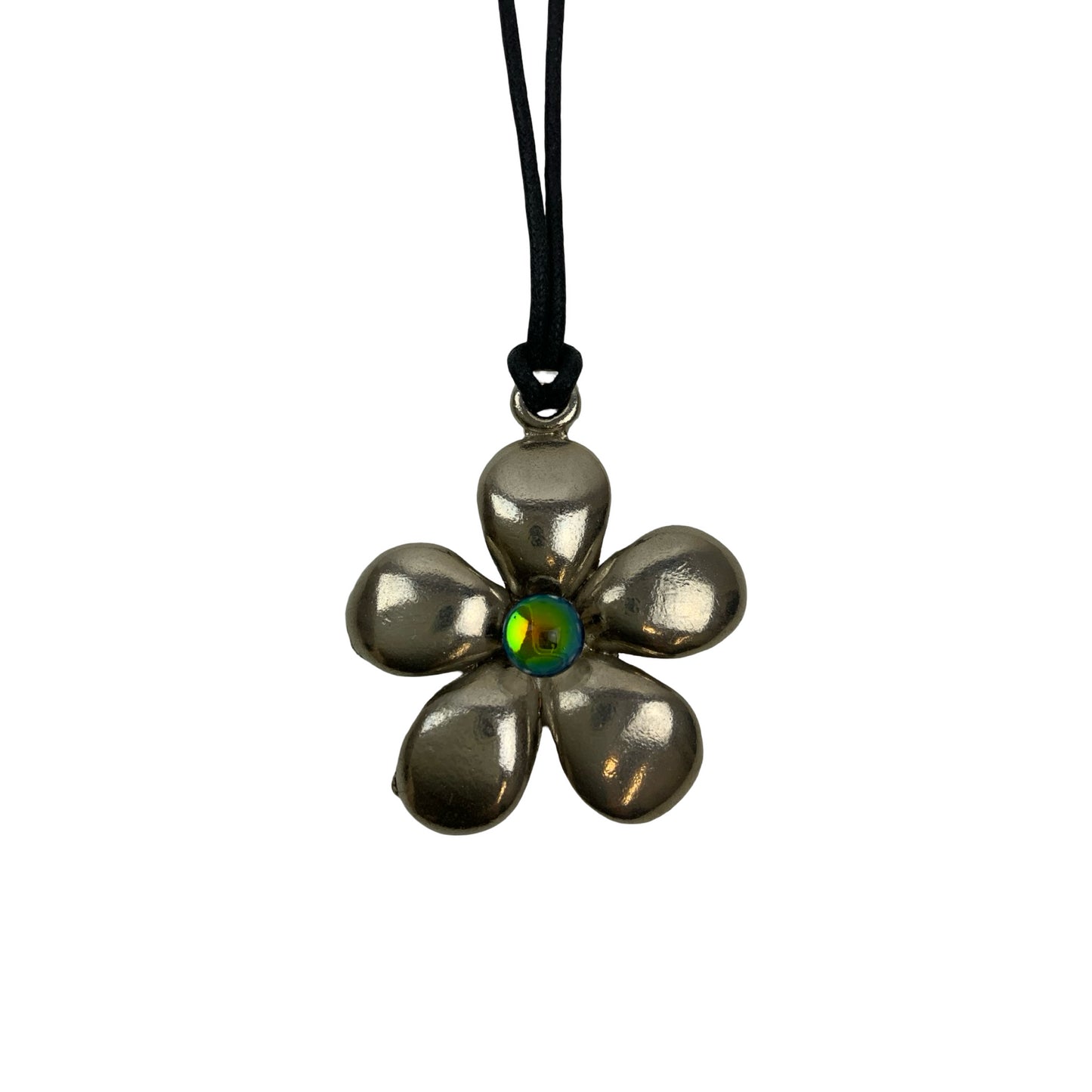 Vintage Dead-stock 90s Y2K Metal Flower Hippy Gem Stone Thong Necklace