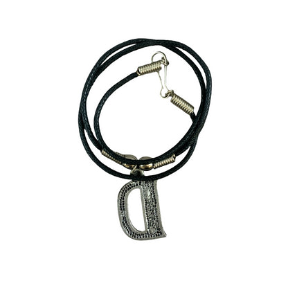 Vintage Deadstock 90s Y2K Blue Letter 'D' Initial Thong Necklace