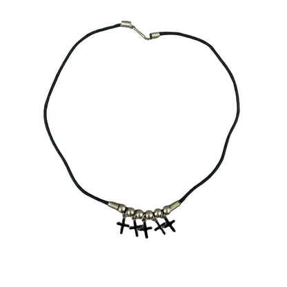 Vintage Deadstock 90s Y2K Multi Cross Goth Grunge Pendant Thong Necklace