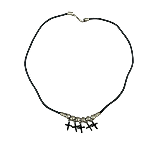 Vintage Deadstock 90s Y2K Multi Cross Goth Grunge Pendant Thong Necklace