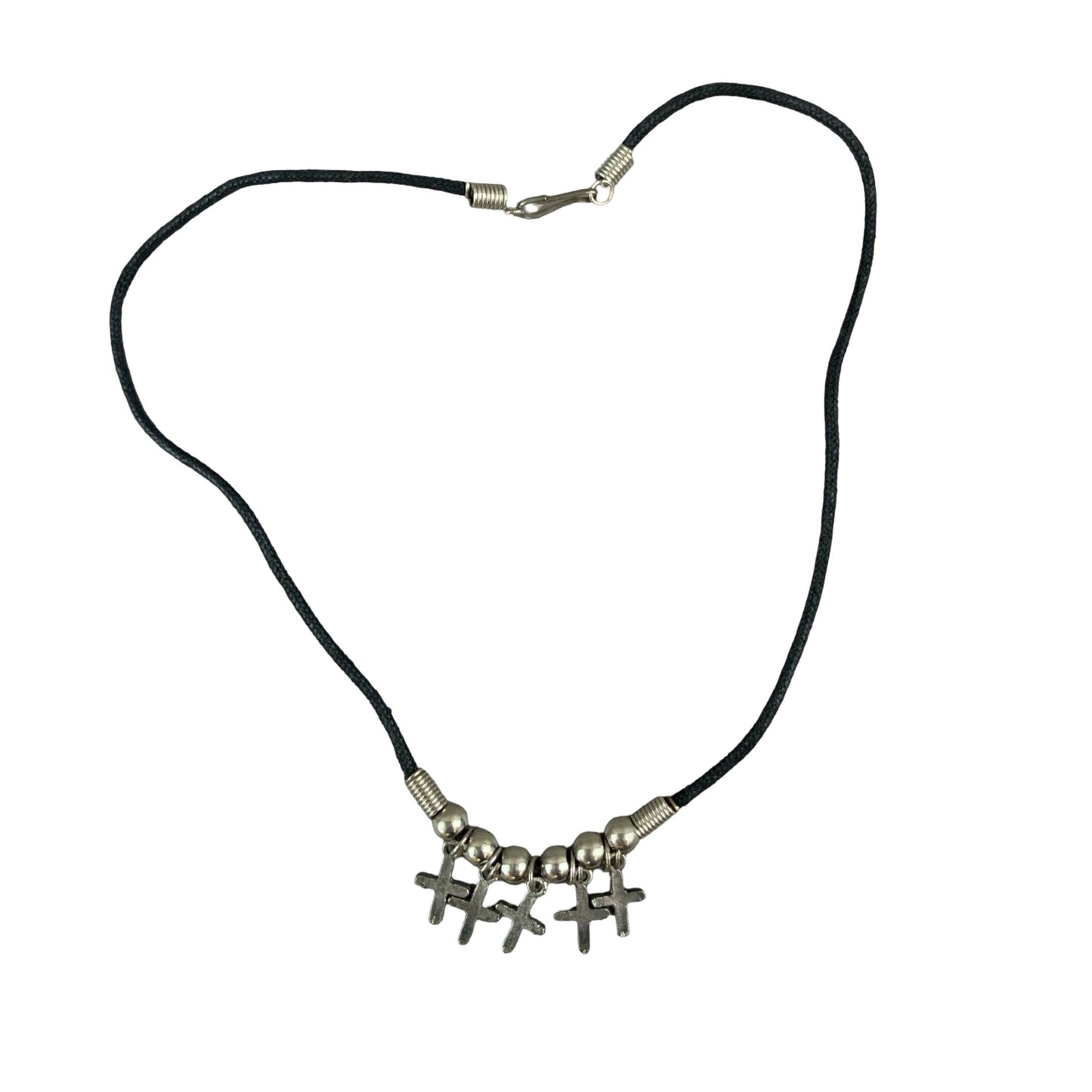 Vintage Deadstock 90s Y2K Multi Cross Goth Grunge Pendant Thong Necklace