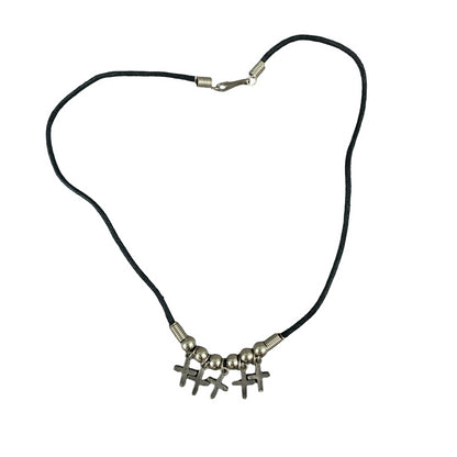 Vintage Deadstock 90s Y2K Multi Cross Goth Grunge Pendant Thong Necklace