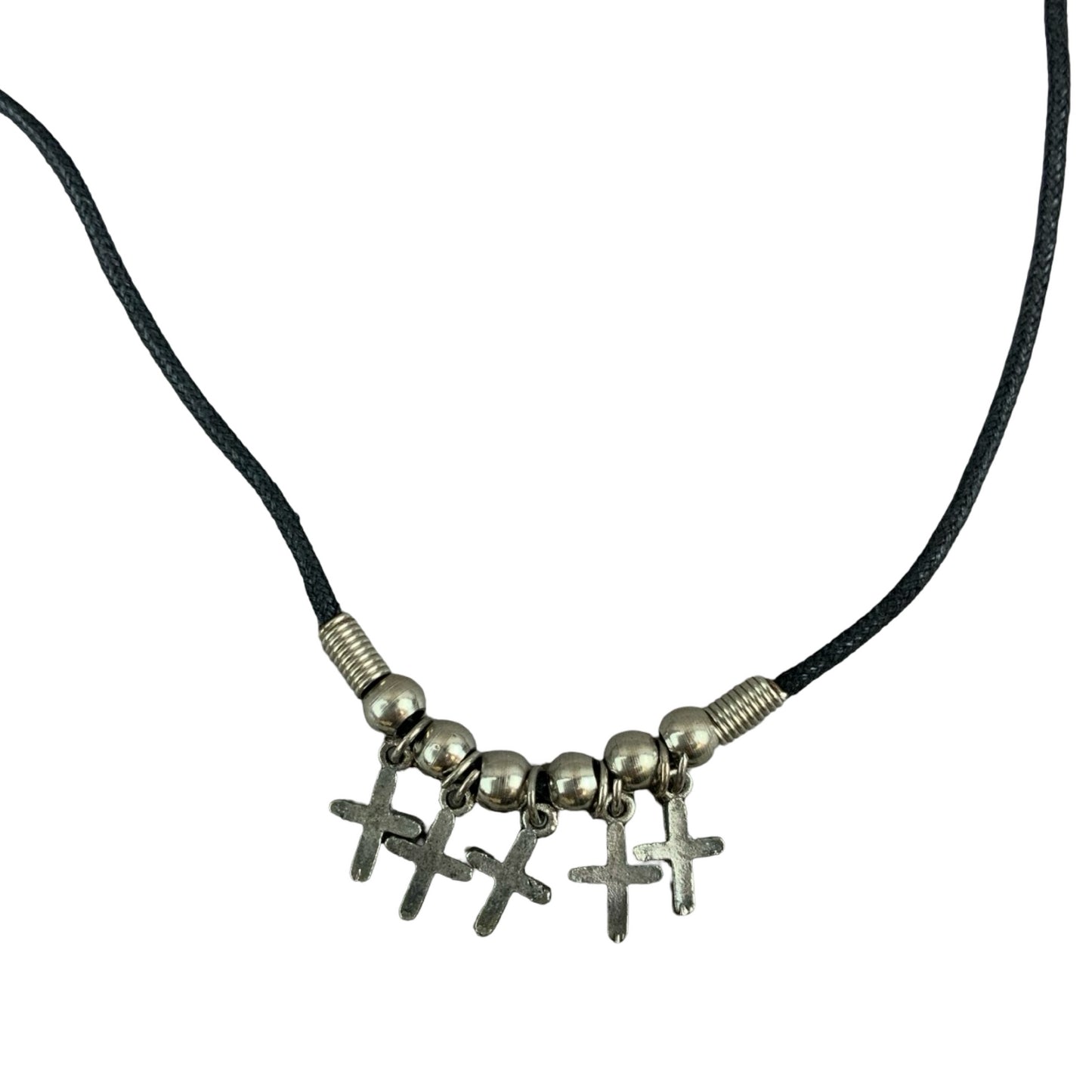 Vintage Deadstock 90s Y2K Multi Cross Goth Grunge Pendant Thong Necklace