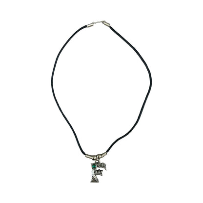 Vintage Deadstock 90s Y2K Green Gem Letter 'F' Initial Fairy Tree Thong Necklace