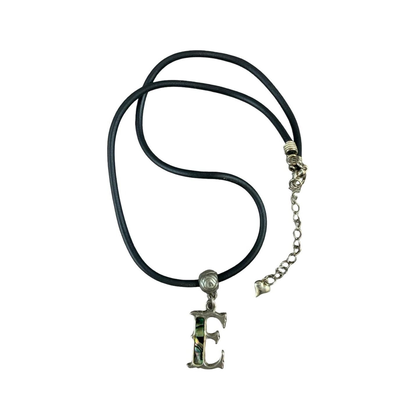 Vintage Deadstock 90s Y2K Green Shell Letter 'E' Initial Thong Necklace