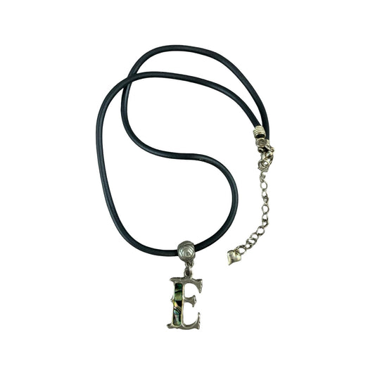 Vintage Deadstock 90s Y2K Green Shell Letter 'E' Initial Thong Necklace