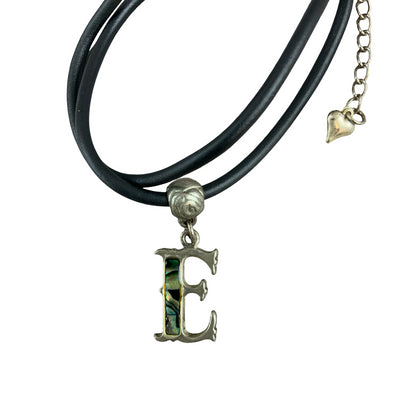 Vintage Deadstock 90s Y2K Green Shell Letter 'E' Initial Thong Necklace