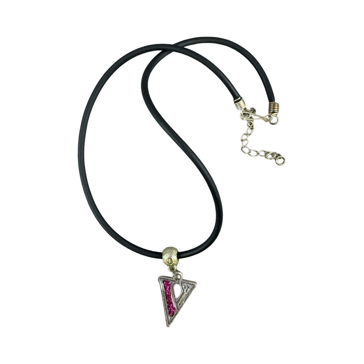 Vintage Deadstock 90s Y2K Pink Letter 'V' Initial Thong Necklace